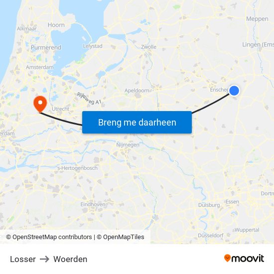 Losser to Woerden map