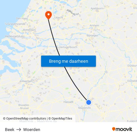 Beek to Woerden map