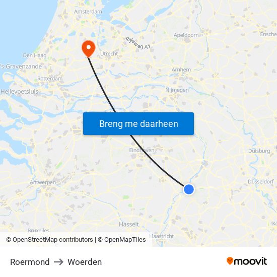 Roermond to Woerden map