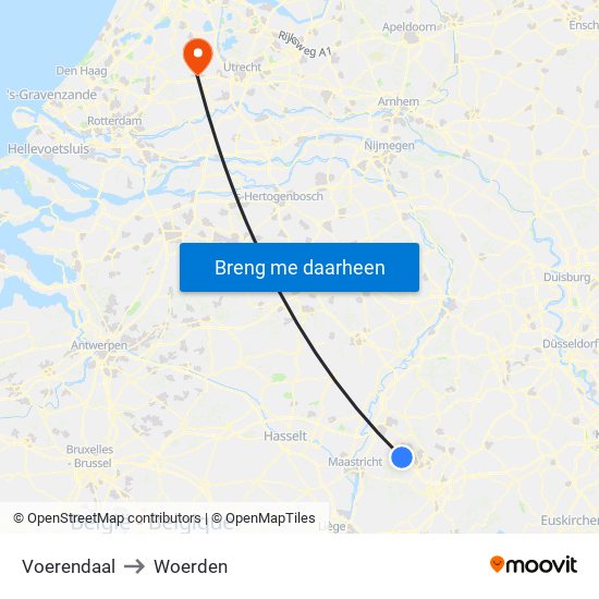 Voerendaal to Woerden map