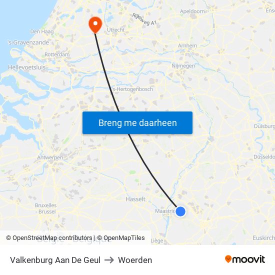 Valkenburg Aan De Geul to Woerden map