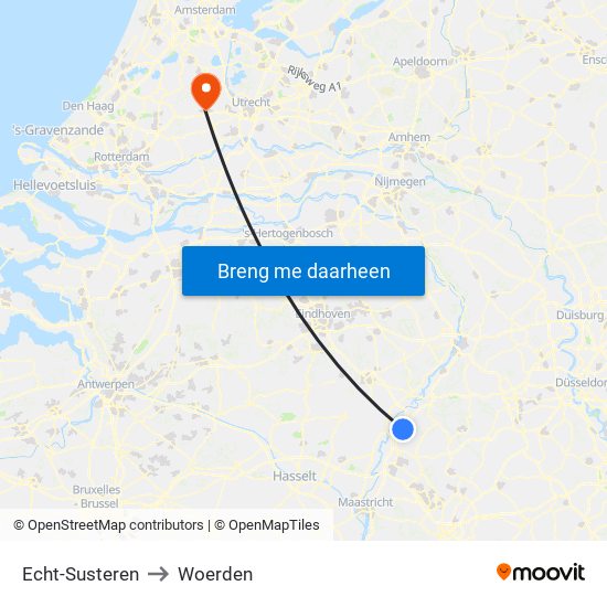 Echt-Susteren to Woerden map