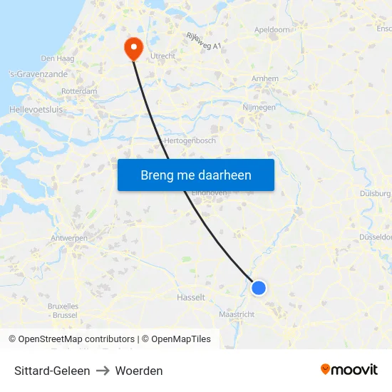 Sittard-Geleen to Woerden map