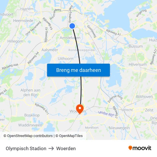 Olympisch Stadion to Woerden map