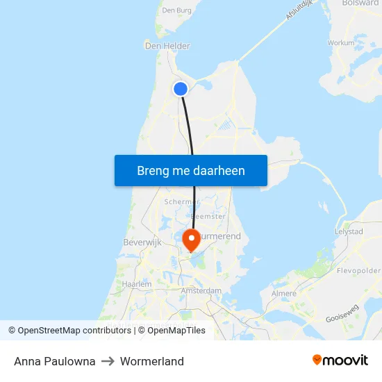 Anna Paulowna to Wormerland map