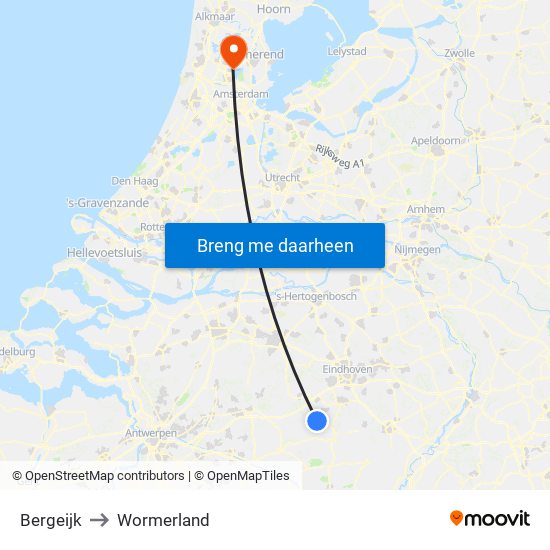 Bergeijk to Wormerland map