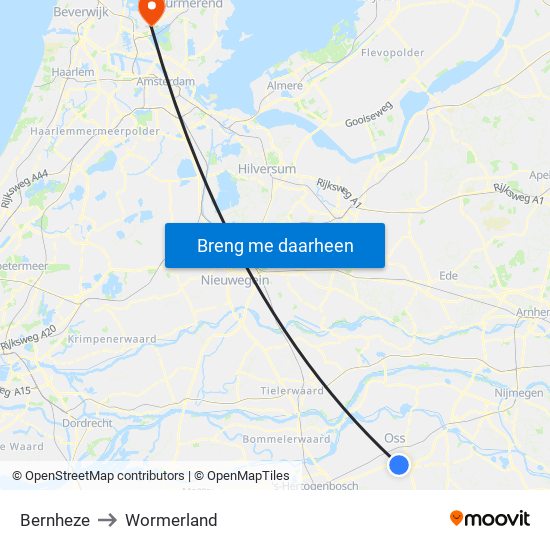 Bernheze to Wormerland map