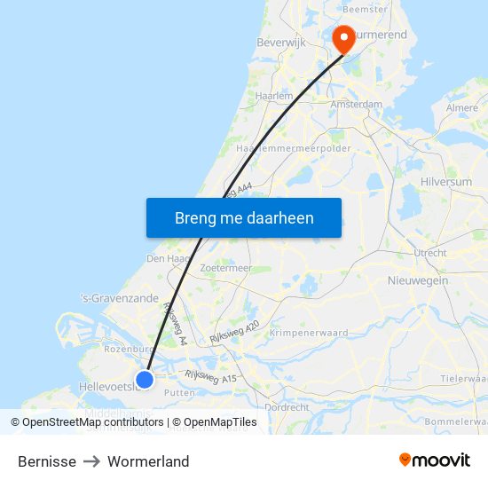 Bernisse to Wormerland map