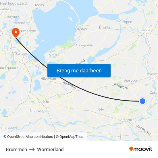 Brummen to Wormerland map