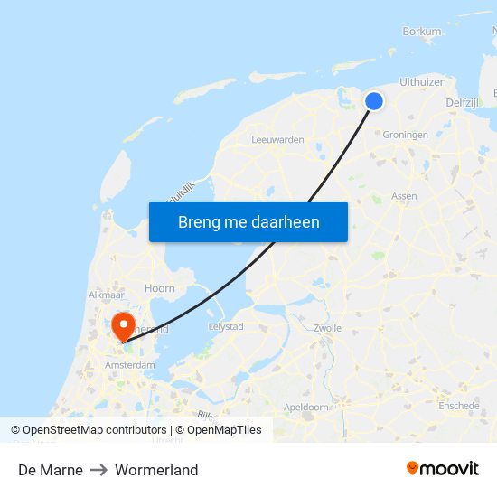 De Marne to Wormerland map