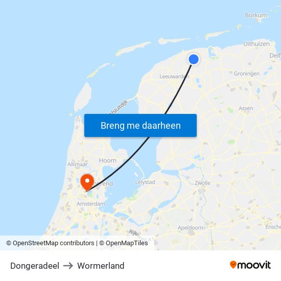Dongeradeel to Wormerland map