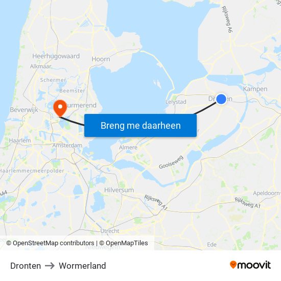 Dronten to Wormerland map