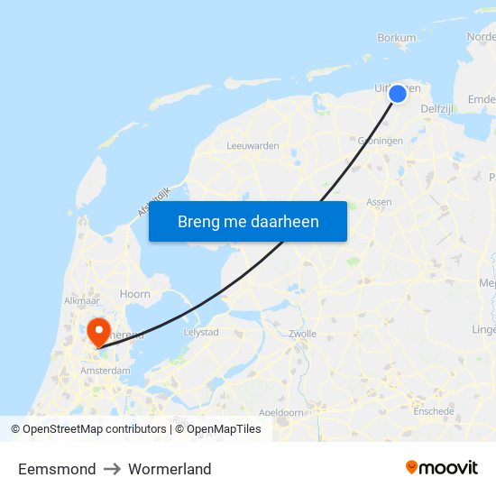 Eemsmond to Wormerland map