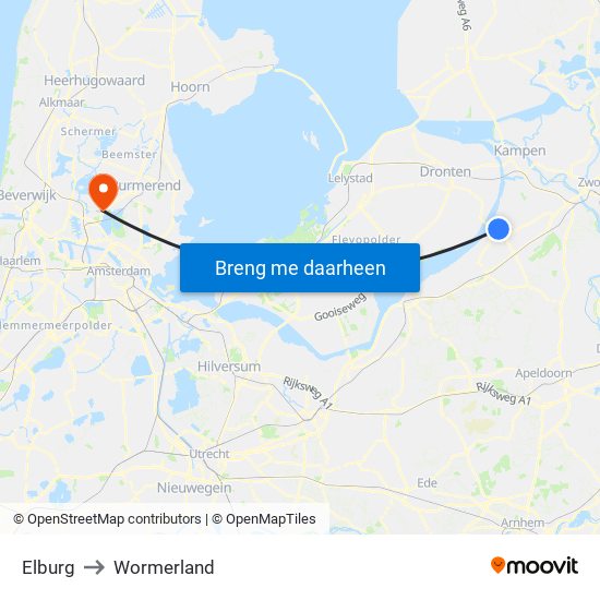 Elburg to Wormerland map