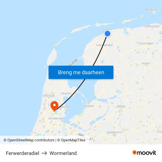 Ferwerderadiel to Wormerland map