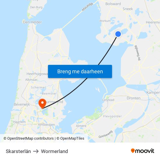 Skarsterlân to Wormerland map