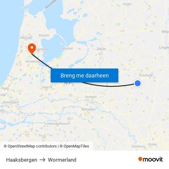 Haaksbergen to Wormerland map