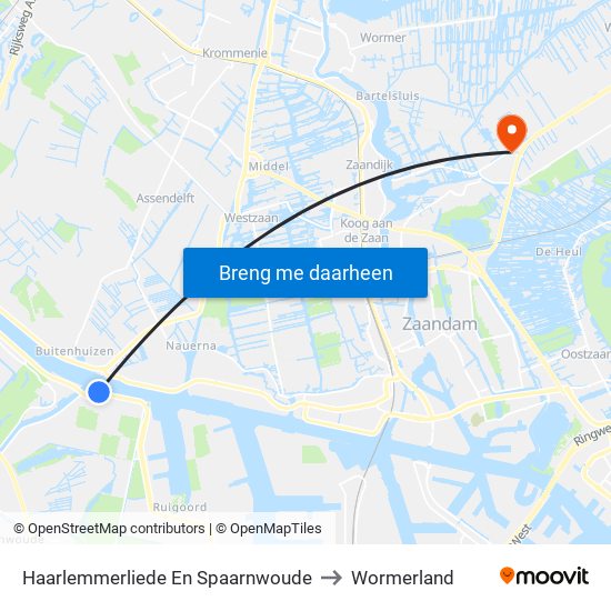 Haarlemmerliede En Spaarnwoude to Wormerland map