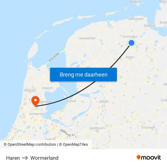 Haren to Wormerland map