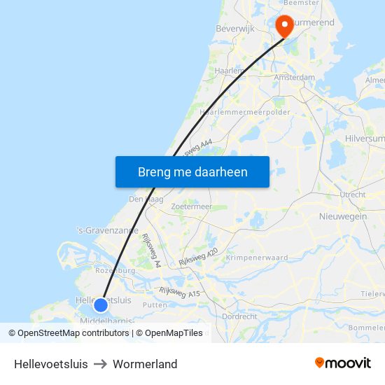 Hellevoetsluis to Wormerland map