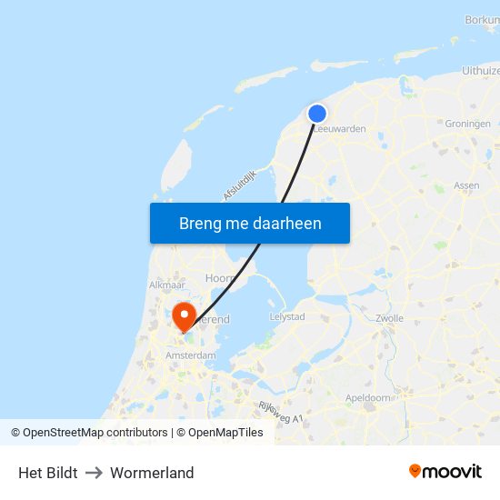 Het Bildt to Wormerland map