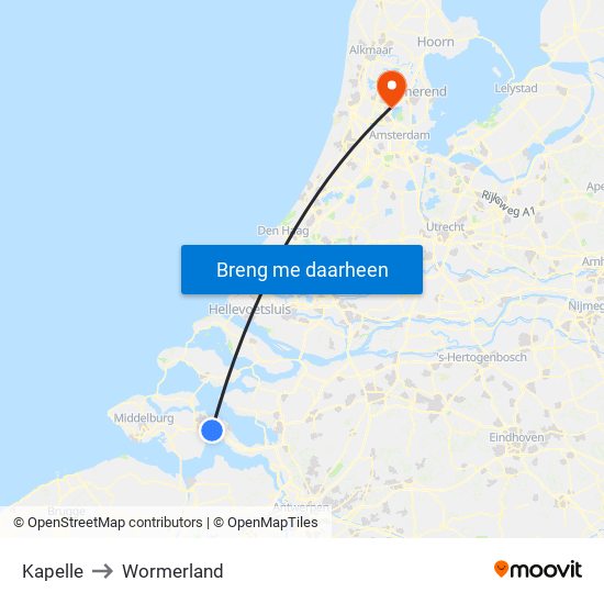 Kapelle to Wormerland map