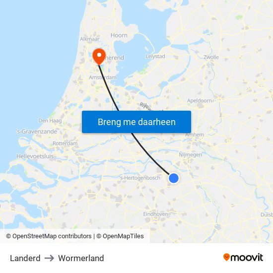 Landerd to Wormerland map