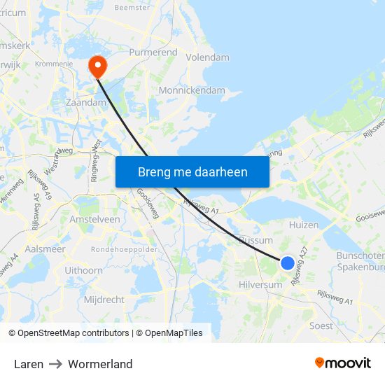 Laren to Wormerland map