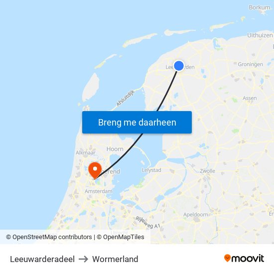 Leeuwarderadeel to Wormerland map