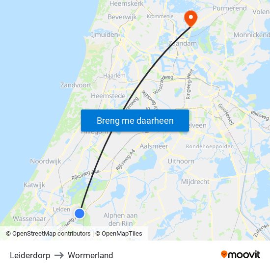 Leiderdorp to Wormerland map