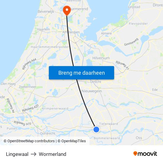 Lingewaal to Wormerland map
