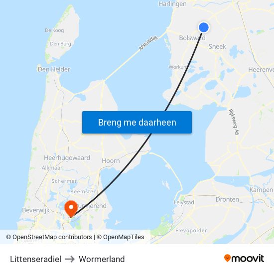 Littenseradiel to Wormerland map