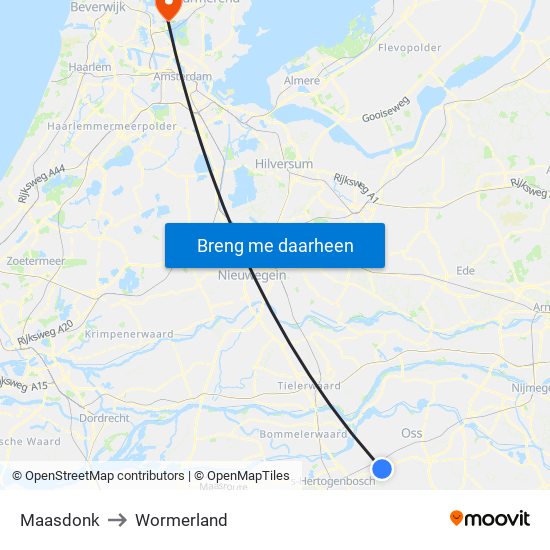 Maasdonk to Wormerland map