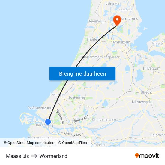 Maassluis to Wormerland map