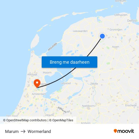 Marum to Wormerland map