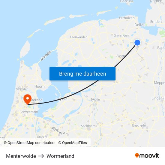 Menterwolde to Wormerland map