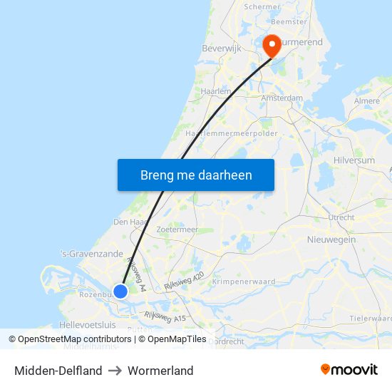 Midden-Delfland to Wormerland map