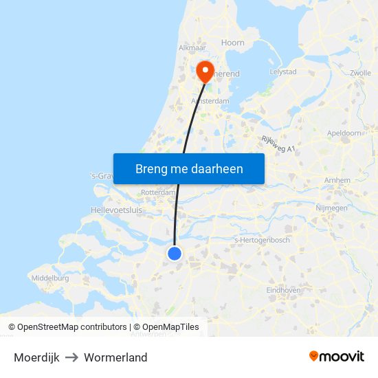 Moerdijk to Wormerland map