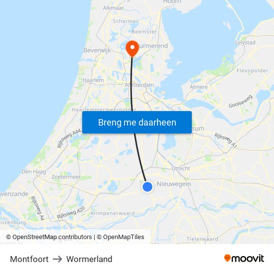 Montfoort to Wormerland map