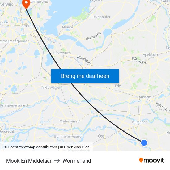 Mook En Middelaar to Wormerland map