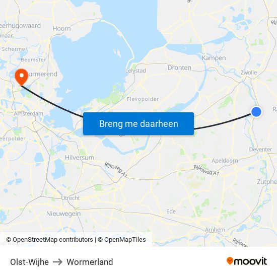 Olst-Wijhe to Wormerland map