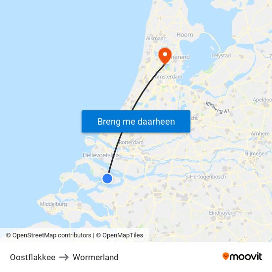 Oostflakkee to Wormerland map