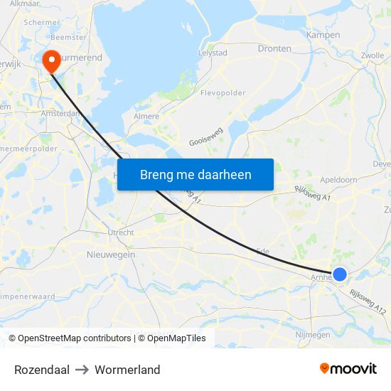 Rozendaal to Wormerland map