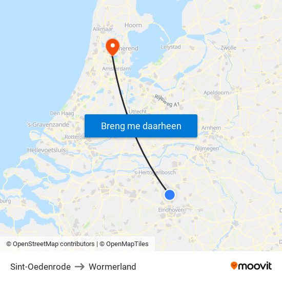 Sint-Oedenrode to Wormerland map