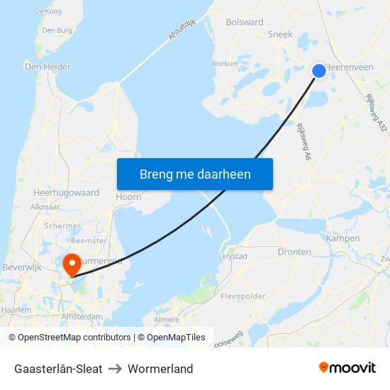 Gaasterlân-Sleat to Wormerland map