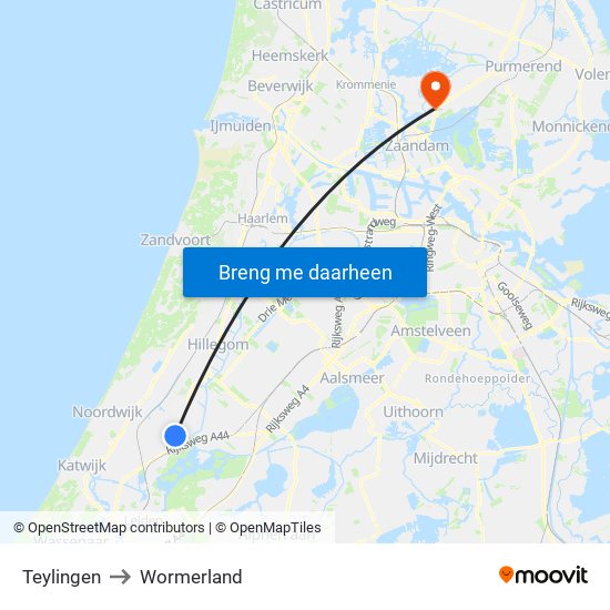 Teylingen to Wormerland map