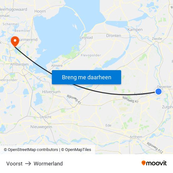 Voorst to Wormerland map