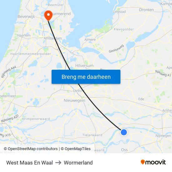 West Maas En Waal to Wormerland map