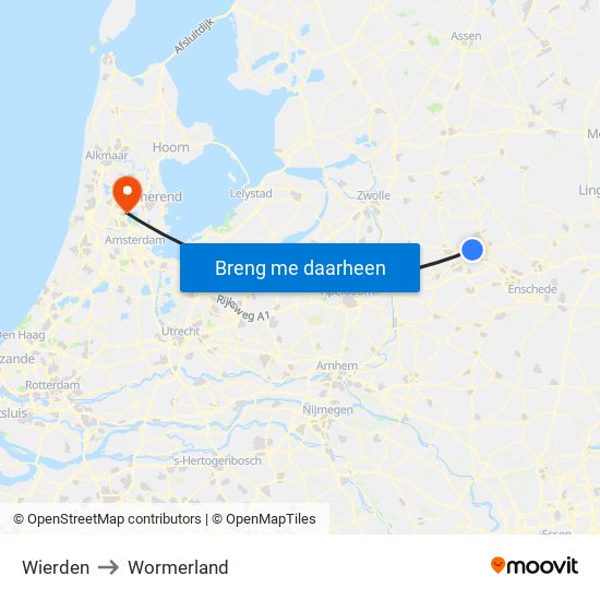 Wierden to Wormerland map