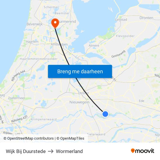 Wijk Bij Duurstede to Wormerland map